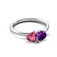 3 - Francesca 1.48 ctw Heart Shape (6.00 mm) Pink Tourmaline & Amethyst Toi Et Moi Engagement Ring 