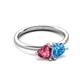 3 - Francesca 1.80 ctw Heart Shape (6.00 mm) Pink Tourmaline & Blue Topaz Toi Et Moi Engagement Ring 