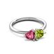 3 - Francesca 1.75 ctw Heart Shape (6.00 mm) Pink Tourmaline & Peridot Toi Et Moi Engagement Ring 