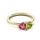3 - Francesca 1.75 ctw Heart Shape (6.00 mm) Pink Tourmaline & Peridot Toi Et Moi Engagement Ring 
