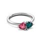 3 - Francesca 1.80 ctw Heart Shape (6.00 mm) Pink Tourmaline & London Blue Topaz Toi Et Moi Engagement Ring 