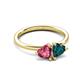 3 - Francesca 1.80 ctw Heart Shape (6.00 mm) Pink Tourmaline & London Blue Topaz Toi Et Moi Engagement Ring 