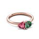 3 - Francesca 1.55 ctw Heart Shape (6.00 mm) Pink Tourmaline & Lab Created Alexandrite Toi Et Moi Engagement Ring 