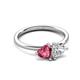 3 - Francesca 1.50 ctw Heart Shape (6.00 mm) Pink Tourmaline & Moissanite Toi Et Moi Engagement Ring 