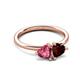 3 - Francesca 1.75 ctw Heart Shape (6.00 mm) Pink Tourmaline & Red Garnet Toi Et Moi Engagement Ring 