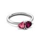 3 - Francesca 1.90 ctw Heart Shape (6.00 mm) Pink Tourmaline & Rhodolite Garnet Toi Et Moi Engagement Ring 
