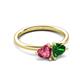 3 - Francesca 1.55 ctw Heart Shape (6.00 mm) Pink Tourmaline & Lab Created Emerald Toi Et Moi Engagement Ring 