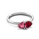 3 - Francesca 1.60 ctw Heart Shape (6.00 mm) Pink Tourmaline & Lab Created Ruby Toi Et Moi Engagement Ring 