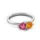 3 - Francesca 1.48 ctw Heart Shape (6.00 mm) Pink Tourmaline & Citrine Toi Et Moi Engagement Ring 