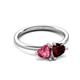 3 - Francesca 1.75 ctw Heart Shape (6.00 mm) Pink Tourmaline & Red Garnet Toi Et Moi Engagement Ring 