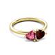 3 - Francesca 1.75 ctw Heart Shape (6.00 mm) Pink Tourmaline & Red Garnet Toi Et Moi Engagement Ring 