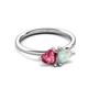 3 - Francesca 1.25 ctw Heart Shape (6.00 mm) Pink Tourmaline & Opal Toi Et Moi Engagement Ring 