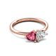 3 - Francesca 1.70 ctw Heart Shape (6.00 mm) Pink Tourmaline & Lab Created White Sapphire Toi Et Moi Engagement Ring 