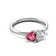 3 - Francesca 1.70 ctw Heart Shape (6.00 mm) Pink Tourmaline & Lab Created White Sapphire Toi Et Moi Engagement Ring 