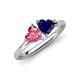 4 - Francesca 1.70 ctw Heart Shape (6.00 mm) Pink Tourmaline & Lab Created Blue Sapphire Toi Et Moi Engagement Ring 
