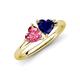 4 - Francesca 1.70 ctw Heart Shape (6.00 mm) Pink Tourmaline & Lab Created Blue Sapphire Toi Et Moi Engagement Ring 