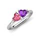 4 - Francesca 1.48 ctw Heart Shape (6.00 mm) Pink Tourmaline & Amethyst Toi Et Moi Engagement Ring 
