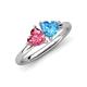 4 - Francesca 1.80 ctw Heart Shape (6.00 mm) Pink Tourmaline & Blue Topaz Toi Et Moi Engagement Ring 