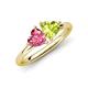 4 - Francesca 1.75 ctw Heart Shape (6.00 mm) Pink Tourmaline & Peridot Toi Et Moi Engagement Ring 