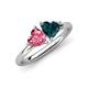 4 - Francesca 1.80 ctw Heart Shape (6.00 mm) Pink Tourmaline & London Blue Topaz Toi Et Moi Engagement Ring 