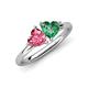 4 - Francesca 1.55 ctw Heart Shape (6.00 mm) Pink Tourmaline & Lab Created Alexandrite Toi Et Moi Engagement Ring 