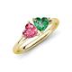 4 - Francesca 1.55 ctw Heart Shape (6.00 mm) Pink Tourmaline & Lab Created Alexandrite Toi Et Moi Engagement Ring 