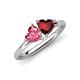 4 - Francesca 1.75 ctw Heart Shape (6.00 mm) Pink Tourmaline & Red Garnet Toi Et Moi Engagement Ring 
