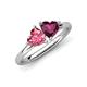 4 - Francesca 1.90 ctw Heart Shape (6.00 mm) Pink Tourmaline & Rhodolite Garnet Toi Et Moi Engagement Ring 