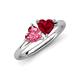 4 - Francesca 1.60 ctw Heart Shape (6.00 mm) Pink Tourmaline & Lab Created Ruby Toi Et Moi Engagement Ring 