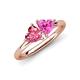 4 - Francesca 1.70 ctw Heart Shape (6.00 mm) Pink Tourmaline & Lab Created Pink Sapphire Toi Et Moi Engagement Ring 