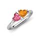 4 - Francesca 1.48 ctw Heart Shape (6.00 mm) Pink Tourmaline & Citrine Toi Et Moi Engagement Ring 