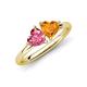 4 - Francesca 1.48 ctw Heart Shape (6.00 mm) Pink Tourmaline & Citrine Toi Et Moi Engagement Ring 