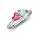 4 - Francesca 1.25 ctw Heart Shape (6.00 mm) Pink Tourmaline & Opal Toi Et Moi Engagement Ring 