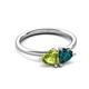 3 - Francesca 1.95 ctw Heart Shape (6.00 mm) Peridot & London Blue Topaz Toi Et Moi Engagement Ring 