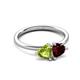 3 - Francesca 1.90 ctw Heart Shape (6.00 mm) Peridot & Red Garnet Toi Et Moi Engagement Ring 