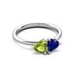 3 - Francesca 1.85 ctw Heart Shape (6.00 mm) Peridot & Lab Created Blue Sapphire Toi Et Moi Engagement Ring 