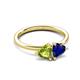 3 - Francesca 1.85 ctw Heart Shape (6.00 mm) Peridot & Lab Created Blue Sapphire Toi Et Moi Engagement Ring 