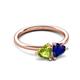 3 - Francesca 1.85 ctw Heart Shape (6.00 mm) Peridot & Lab Created Blue Sapphire Toi Et Moi Engagement Ring 