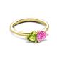 3 - Francesca 1.85 ctw Heart Shape (6.00 mm) Peridot & Lab Created Pink Sapphire Toi Et Moi Engagement Ring 