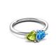 3 - Francesca 1.95 ctw Heart Shape (6.00 mm) Peridot & Blue Topaz Toi Et Moi Engagement Ring 