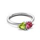 3 - Francesca 1.75 ctw Heart Shape (6.00 mm) Peridot & Pink Tourmaline Toi Et Moi Engagement Ring 