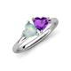 4 - Francesca 1.13 ctw Heart Shape (6.00 mm) Opal & Amethyst Toi Et Moi Engagement Ring 