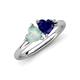 4 - Francesca 1.35 ctw Heart Shape (6.00 mm) Opal & Lab Created Blue Sapphire Toi Et Moi Engagement Ring 