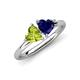 4 - Francesca 1.85 ctw Heart Shape (6.00 mm) Peridot & Lab Created Blue Sapphire Toi Et Moi Engagement Ring 