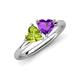 4 - Francesca 1.63 ctw Heart Shape (6.00 mm) Peridot & Amethyst Toi Et Moi Engagement Ring 