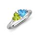4 - Francesca 1.95 ctw Heart Shape (6.00 mm) Peridot & Blue Topaz Toi Et Moi Engagement Ring 