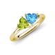 4 - Francesca 1.95 ctw Heart Shape (6.00 mm) Peridot & Blue Topaz Toi Et Moi Engagement Ring 