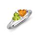 4 - Francesca 1.63 ctw Heart Shape (6.00 mm) Peridot & Citrine Toi Et Moi Engagement Ring 