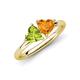 4 - Francesca 1.63 ctw Heart Shape (6.00 mm) Peridot & Citrine Toi Et Moi Engagement Ring 