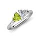 4 - Francesca 1.65 ctw Heart Shape (6.00 mm) Peridot & Moissanite Toi Et Moi Engagement Ring 